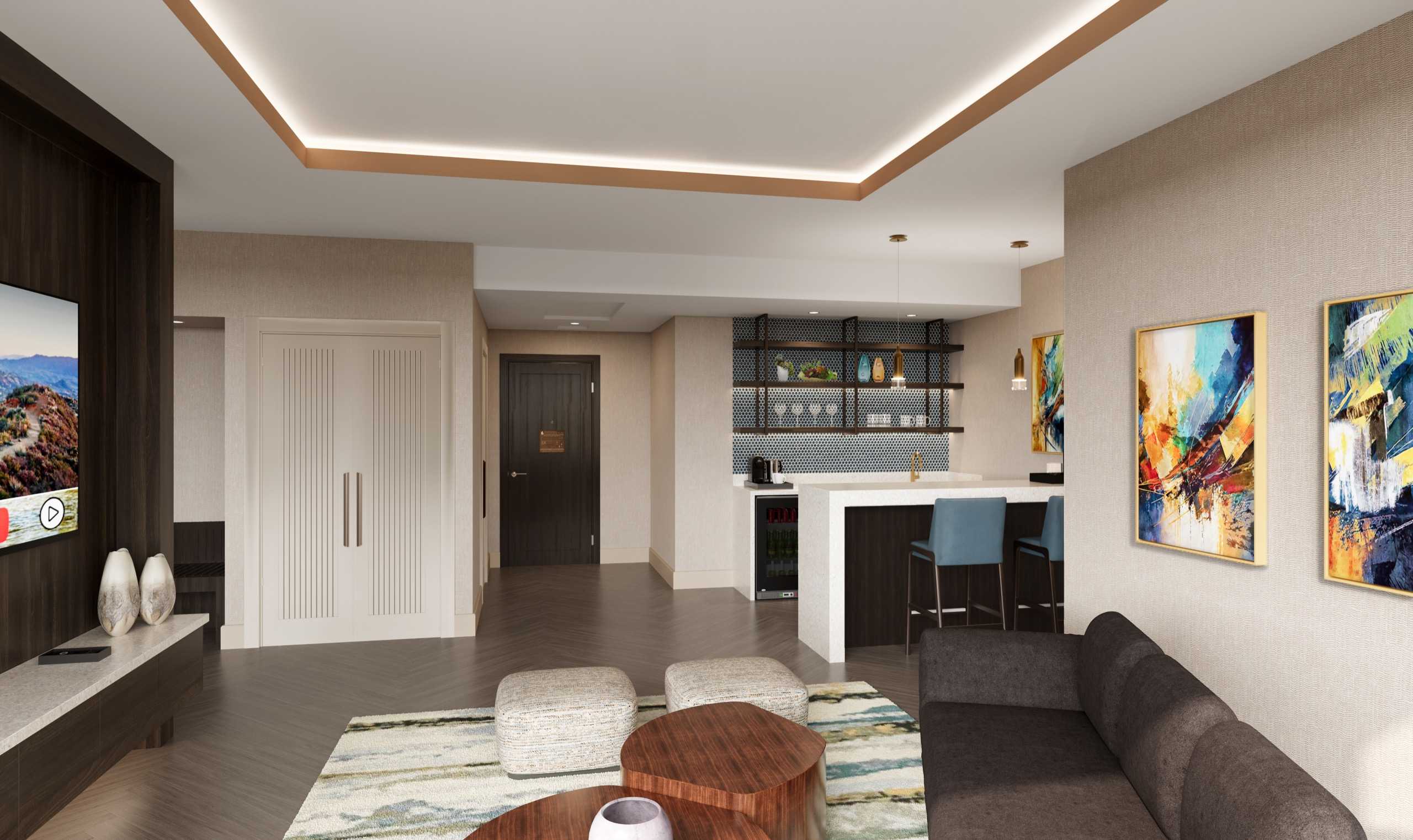 Hotel rendering of the Two-Bay Suite Bar at Jamul Resort Casino