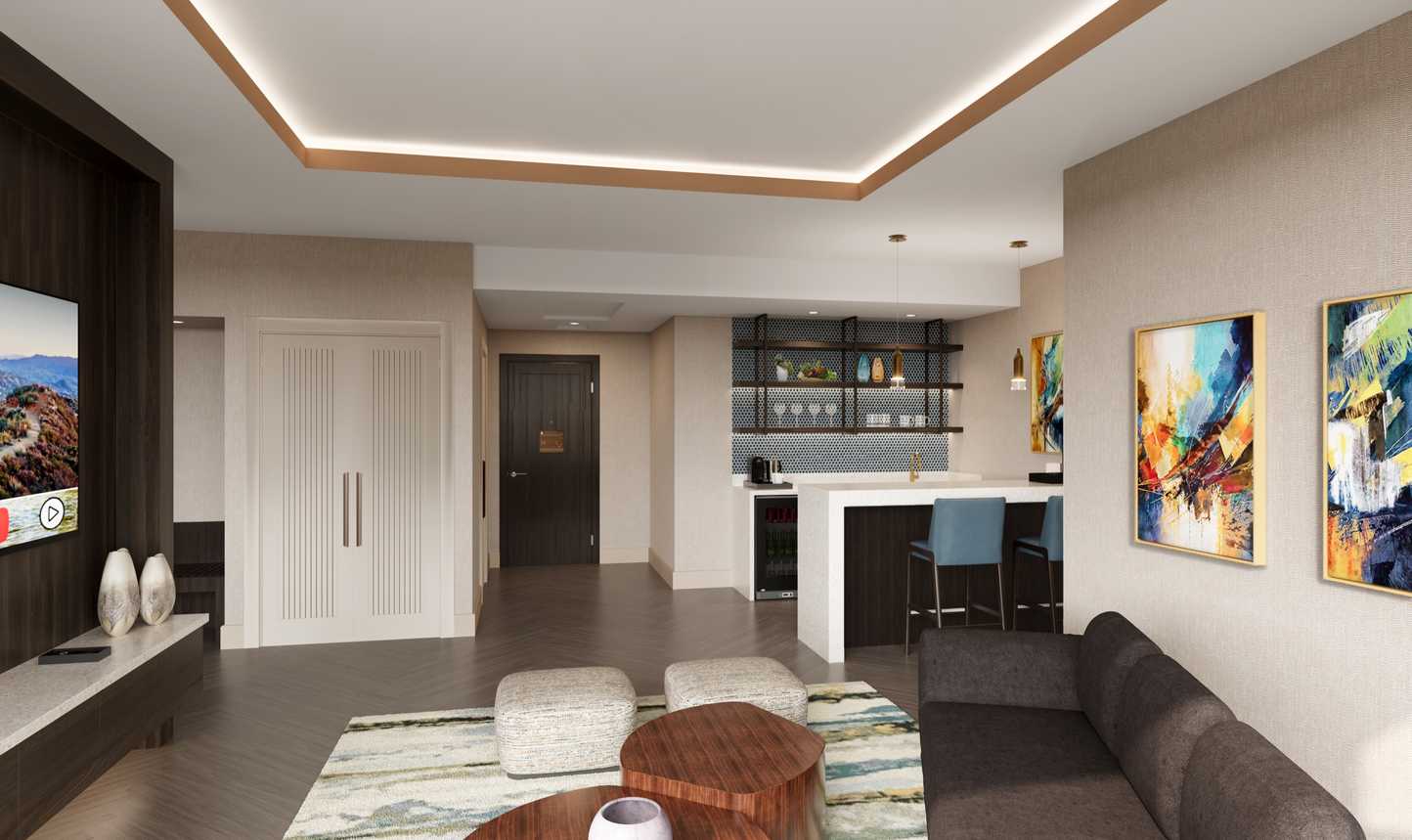Hotel rendering of the Two-Bay Suite Bar at Jamul Resort Casino