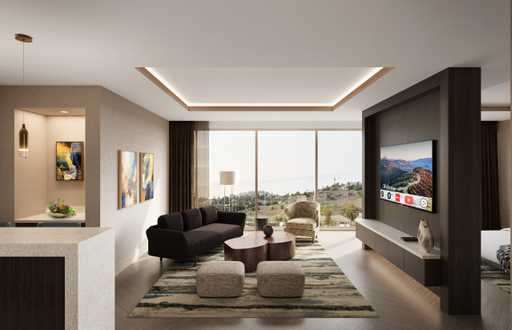Hotel rendering of the Two-Bay Suite - Living Room at Jamul Resort Casino