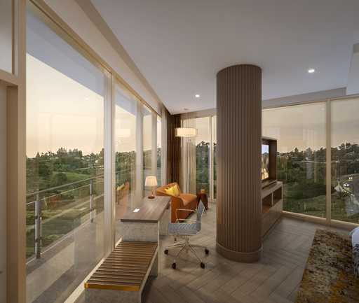 Hotel rendering of the Three-Bay Corner Suite - Bedroom at Jamul Resort Casino
