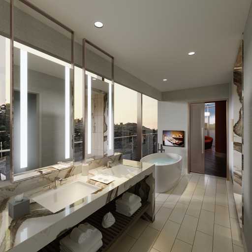 Hotel rendering of the Three-Bay Corner Suite - Bathroom at Jamul Resort Casino