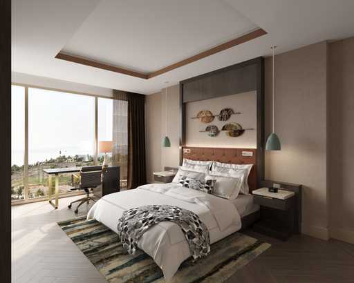 Hotel rendering of the Two-Bay Suite - Bedroom at Jamul Resort Casino