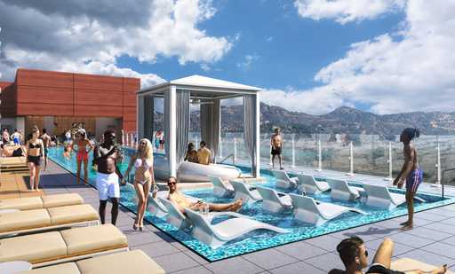 Hotel rendering of the Starlite Pool on the rooftop of Jamul Resort Casino