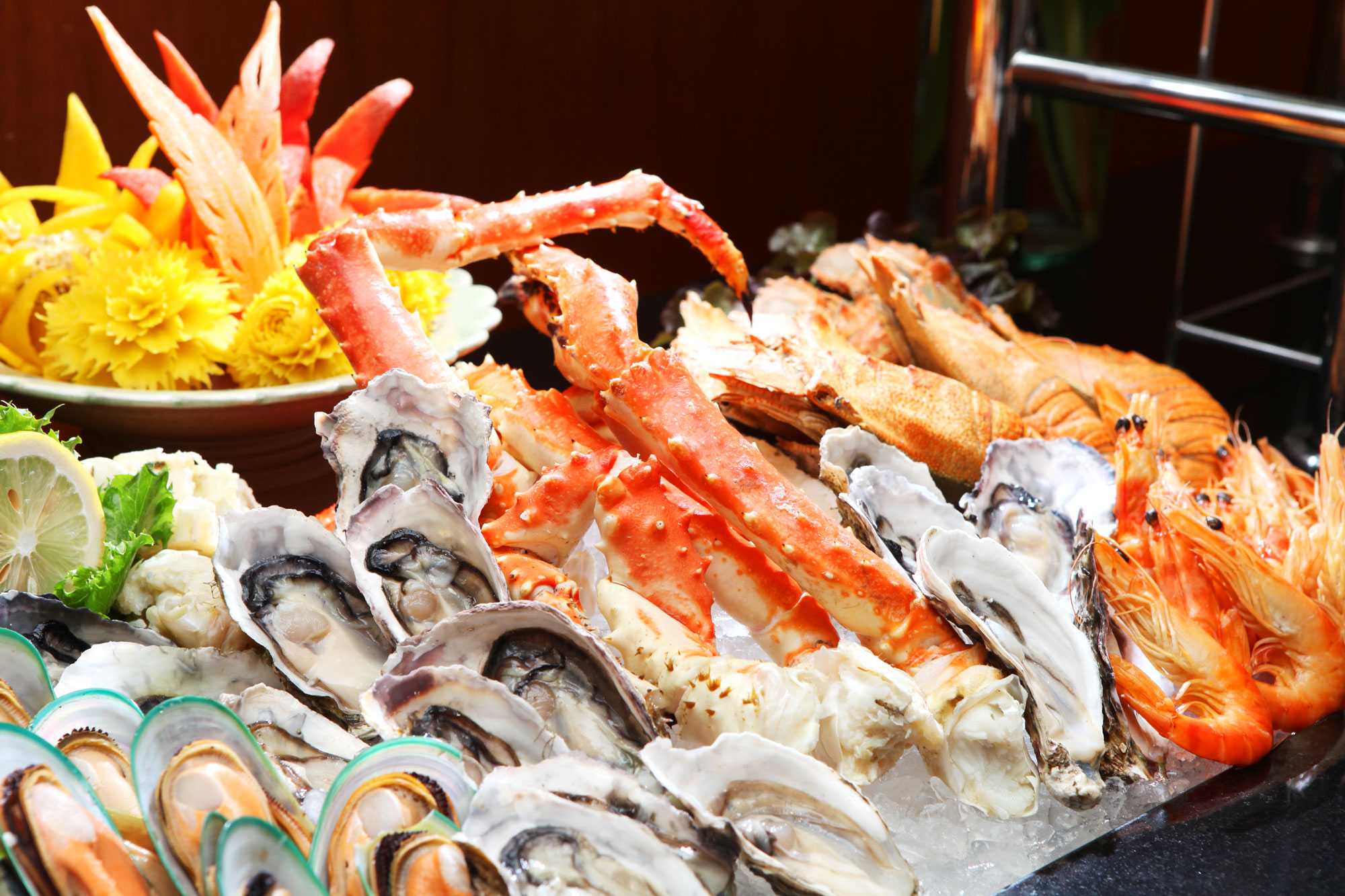 A plate of food from the seafood and lobster buffet in San Diego's Jamul Casino Resort Buffet