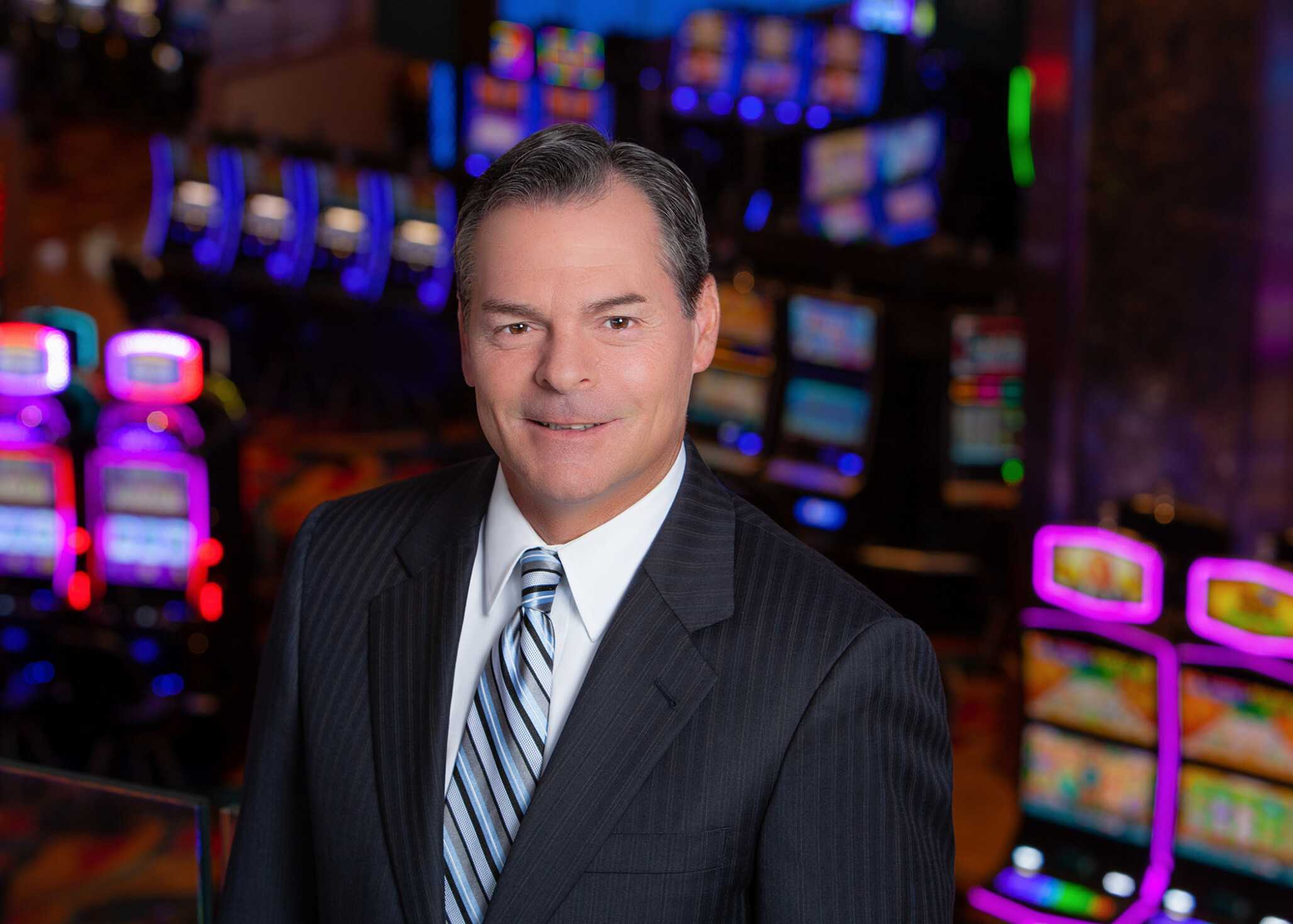 Anthony Ventura, Vice President of Gaming Operations for Jamul Casino Resort, standing confidently in front of the casino floor.